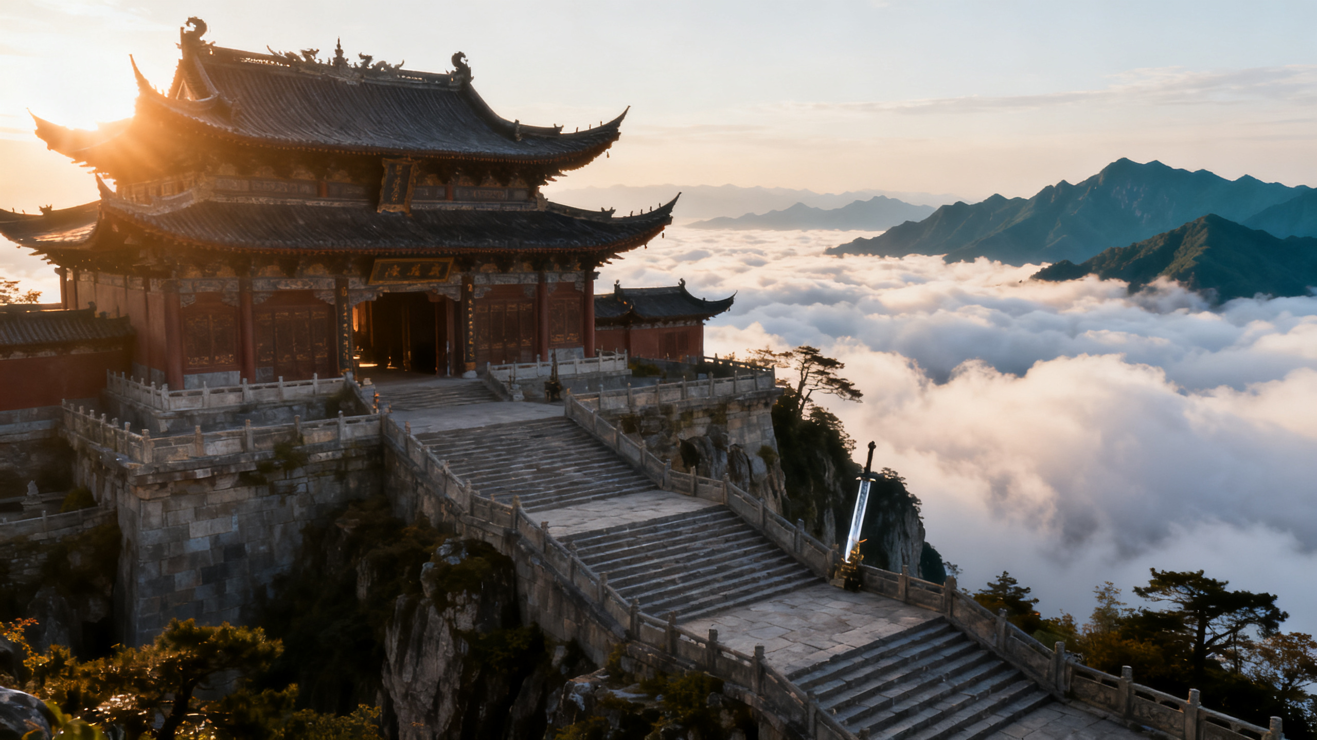天龙八部私服发布网·少林门派配装攻略:宝石孔位与资源花钱顺序配图:云海之上的门派山门大殿